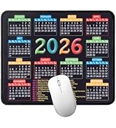 Mouse Pad with Stitched Edge, Computer Mouse Mat with Non-Slip Rubber Base, 2026 Calendar Mousepad