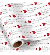 RUSPEPA Funny Valentine's Day Wrapping Paper Roll, Mini Roll, Funny I Love You This Much Letterin...