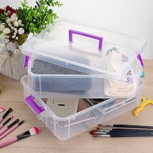 Transparent Stackable Storage Bin With Handle Lid