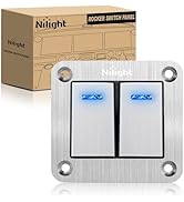 Nilight 2 Gang Rocker Switch Panel 3 Pin On Off Pre-Wired Rocker Switch Blue LED Waterproof Alumi...