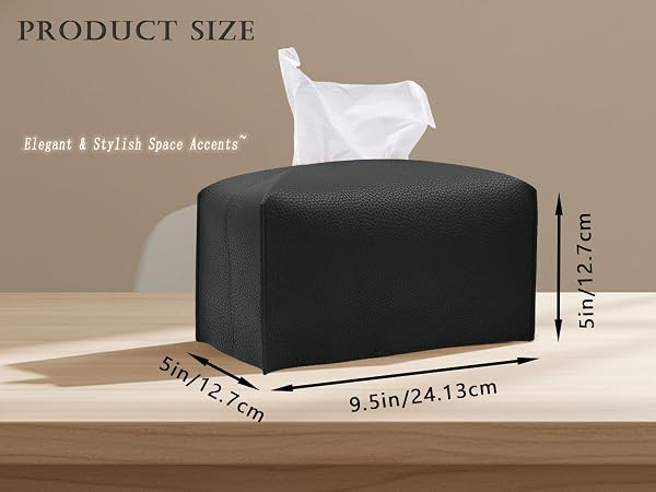 PU Leather Rectangular Tissue Box Holder with Bottom Belt