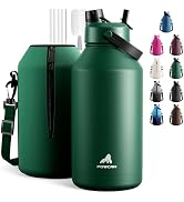 POWCAN 64 oz Insulated Water Bottle with Carrier Bag, 2-in-1 Straw & Spout Lid, Leakproof, Keep C...
