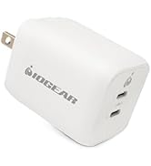 IOGEAR GearPower Dual USB-C 65W GaN Charger, PPS, 2 Port Fast Charger, Compact, Compatible with M...