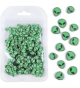 3D Green Alien Slices Halloween Nails Accessories Soft Polymer Clay Flakes Charms Nail Art Suppli...