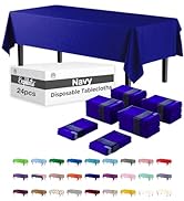 Exquisite 24-Pack Navy Plastic Table Cloth - 54In. x 108In. Disposable Tablecloth for Parties - R...