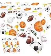 QIYANPAX 3 Pack Sports Birthday Party Decorations Sports Table Cloth Soccer Basketball Baseball F...