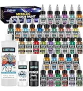 X ARTY HUB Metallic Airbrush Paint Kit, 36 Colors with 4.05 fl oz Black Primer & Thinner and 16.9...