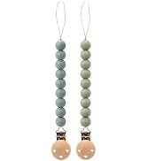 Silicone Pacifier Clip Holder for Baby, Fits Most Pacifier Styles, BPA-Free, 2 Pack (Sage & Ether)