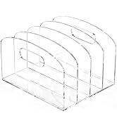 Jumyee Acrylic Desk Organizer with Handles - 4 Compartment Paper & File Holder for Office & Home ...