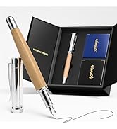 WEMATE Fountain Pen Set, Fine Nib, 20 Ink Cartridges(10 Black&10 Blue), 1 Ink Converter, Smooth W...