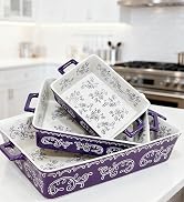 Domini Casserole Dishes for Oven, Ceramic Baking Dishes for Oven Set of 3, Lasagna Pan Deep, Baki...