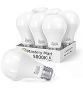 MASTERY MART A19 60-Watt Led Light Bulbs, 5000K Bright Daylight White, 800 Lumens, 6 Pack, E26, N...