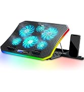TopMate C12 Laptop Cooling Pad RGB Gaming Notebook Cooler for Desk and Lap Use, Laptop Fan Stand ...