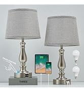 EJIAXIN Table Lamps for Bedroom Set of 2,3 Way Dimmable Touch Bedside Lamps with Dual USB A+C Por...