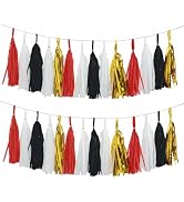 AimtoHome Red Black White Gold Paper Tassel, 20 Pack, Party Decorations for Birthday, Baby Shower...