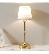 CHLORANTHUS Cordless Table Lamps, 3 Colors Stepless Dimming Fabric Desk Lamp, 6000mAh Rechargeabl...