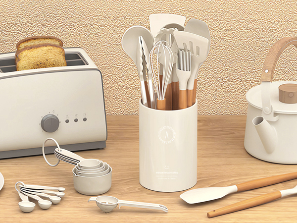 silicone cooking utensils cream white