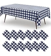 misaya 12 Packs Buffalo Disposable Table Cloth, 54 x 108 Inch Waterproof Plastic Tablecloth, Rect...