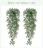 BLEUM CADE Fake Hanging Plant, 2pcs Artificial Hanging Fake Potted Plants for Wall Shelf Home Liv...