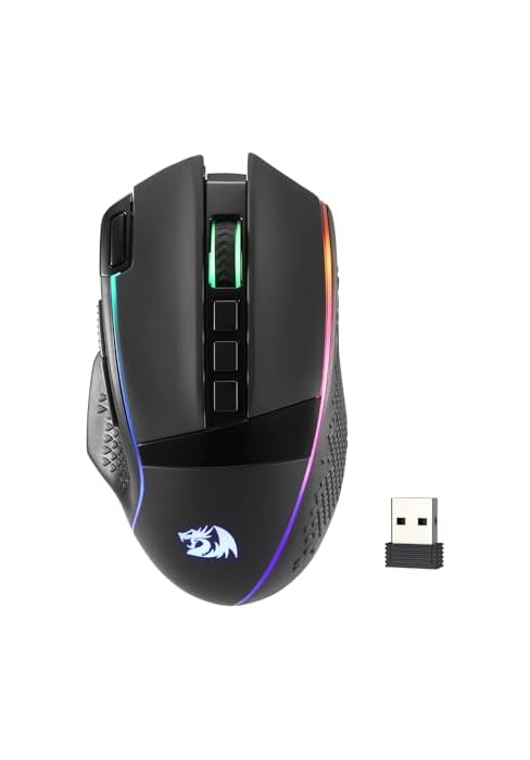 Redragon M991 Wireless Gaming Mouse, 26000 DPI 3-Mode Gamer Mice w/Rapid Fire Key, 9 Macro Button...
