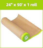 Tangibay Pre-Taped Masking Paper for Painting - 24 inch x 50 feet Tape and Drape Painters Paper, ...