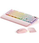 EWEADN V98 Wireless Keyboard and Mouse Combo, Dual Wrist Rest Ergonomic Keyboard with 9 Backlit E...