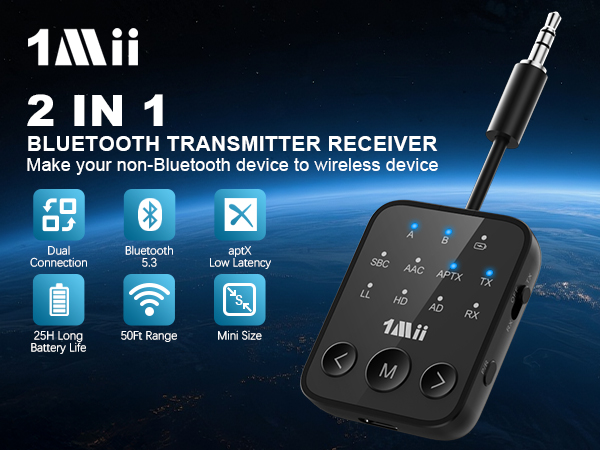 1mii bluetooth 5.3 transmitter receiver
