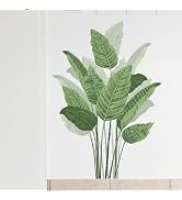 Tropical Leaves Wall Decals Bird of Paradise Plant Wall Stickers Peel and Stick Green Plants Wall...