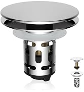 Universal Metal Bathroom Sink Stopper Hair Catcher, Pop-Up Strainer, Chrome | Drainage Adjusted S...