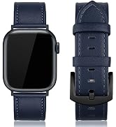 EDIMENS Leather Bands Compatible with Apple Watch 45mm 42mm 44mm Band Men Women, Vintage Genuine ...