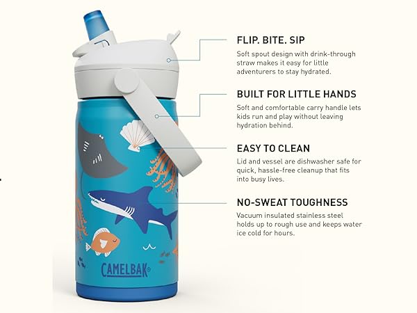 Thrive Flip Straw Kids Stainless Steel Water Bottle