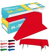 Niuara Red Plastic Table Cover Roll - 54IN x 100FT, Table Cloth for Rectangle Table with Slide Cu...