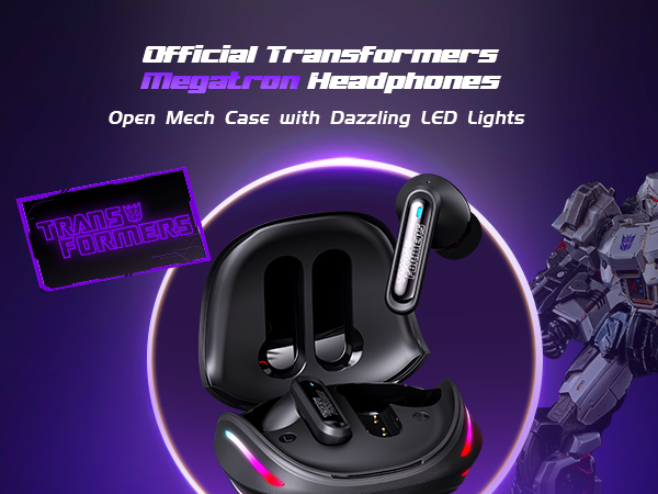Transformers Official Megatron Wireless Gaming Waterproof Earbuds Bluetooth Gift
