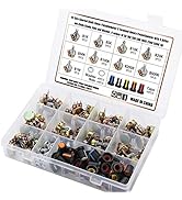 OCR 1K-1M ohm Potentiometer Kit, 45 Sets Knurled Shaft Linear Potentiometer with Knobs, Nuts and ...