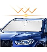 Foldable Sunshade for Car Windshield with Mirrors Cut-Out Design,99% UV Heat Shield Reflector Aut...
