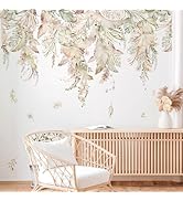 decalmile Large Boho Hanging Leaves Wall Decals Palm Leaf Plants Wall Stickers Bedroom Living Roo...