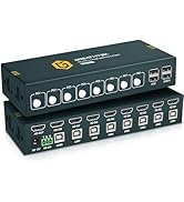 8 Port HDMI KVM Switch,8 Computers Share 1 Monitor Keyboard and Mouse, USB2.0 4K@30HZ 8 in 1 Out ...