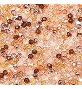 Songxi 500pcs 4mm Brown Glass Beads for Jewelry Making, 5 Style 3 Size Crystal Beads for Bracelet...