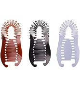 3Pcs Colorful Elongated Interlocking Plastic Banana Clip Hair Combs - Women Two Sides Hair Combs ...