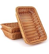 EUSOAR Wicker Bread Basket, 11.8"x 7.9"x 2.4" 3pcs Tabletop Food Serving Baskets Trays, Bread Pro...