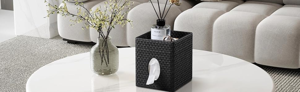 High end leather tissue box cover