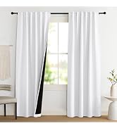 NICETOWN 100% Blackout Window Curtain Panels, Cold and Full Light Blocking Drapes with Black Line...