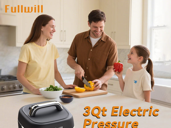 Fullwill 3qt electric pressure cooker for delicious and instant meals.