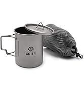 GRITR Titanium Cup 15.2 oz / 450ml Lightweight Titanium Multi-Purpose Camping Mug with Lid and Fo...