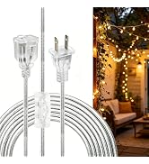 12 Feet Clear Extension Cord, Transparent Lamp Cord, 3A 125V 375W, 2-Prong 18 AWG Transparent Wir...