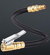 LUMITECO 12'' Tire Inflator Extension Hose, Tyre Pump Clip-On Air Chuck Adapter for Quick-Inflati...