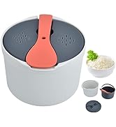 Microwave Rice Cooker Steamer, Microwave Pasta Cooker with Strainer, 2 L Microwave Cookware Set f...