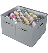 TOPIA HOME Shoe Organizer for Closet, Foldable Shoe Box with Adjustable Dividers and Clear Cover,...