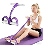 8-Tubes Pedal Resistance Band with Handle, Multifunction Exercise Rope for Working Out, Foot Peda...