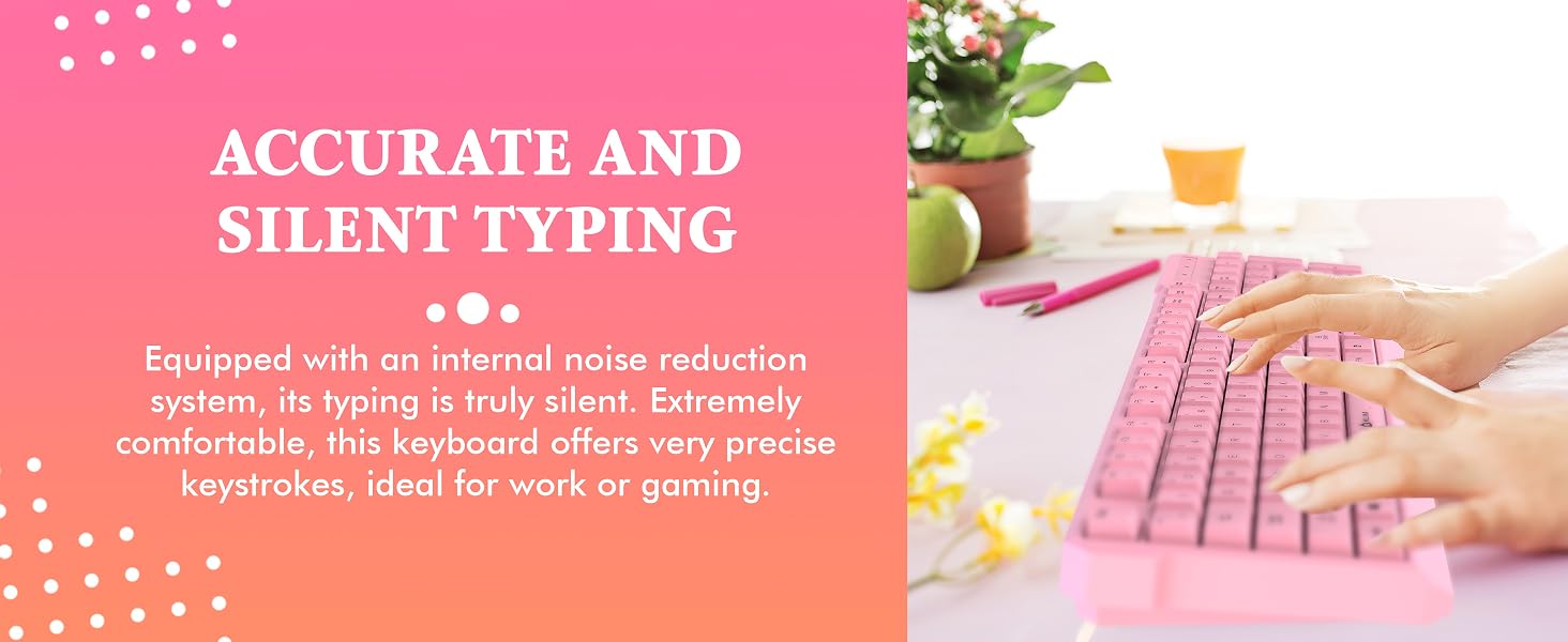 KLIM Chroma pink wireless keyboard pink gaming keyboard pink keyboard